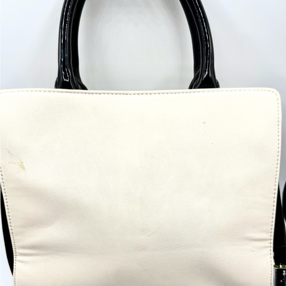 Anne Klein Cream and Black Satchel with Structured Design - Picture 7 of 7